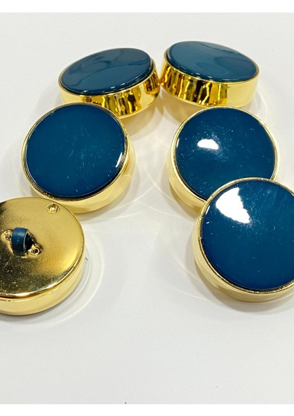Kaban Kürk Manto Düğmesi / Italyan Düğme 6 Lı Set / Gold Petrol Mavis 2,7 cm /M009 indirimleri