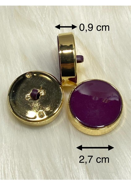 Kaban Kürk Manto Düğmesi / Italyan Düğme 6 Lı Set / Gold Patlıcan Moru 2,7 cm /M009 fiyatları