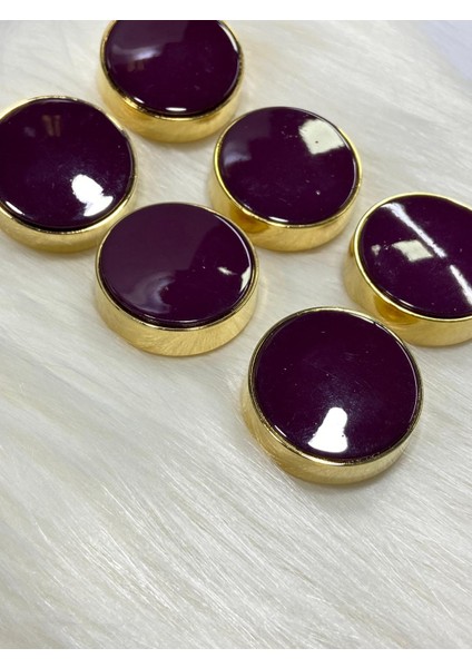 Kaban Kürk Manto Düğmesi / Italyan Düğme 6 Lı Set / Gold Patlıcan Moru 2,7 cm /M009 modelleri