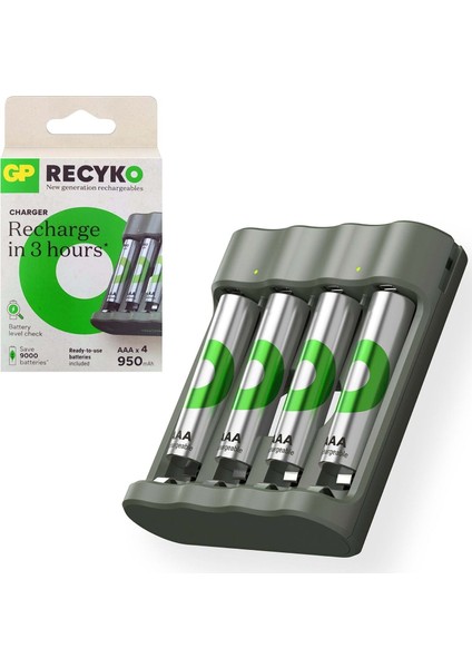 Recyko Pil Şarj Aleti 4lü Aaa + 4xaa 950 Mah Pil Hediye