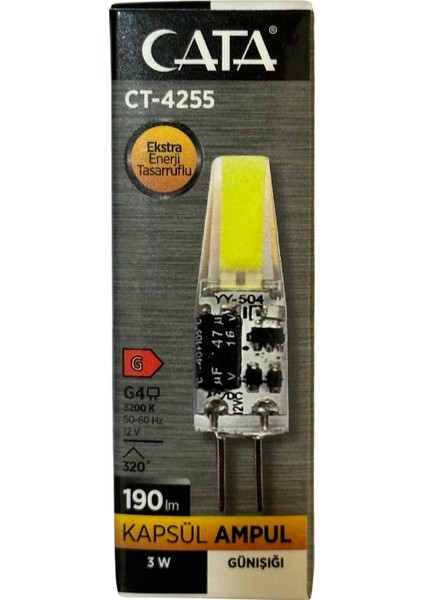 CT-4255 3W 12V 3200K (Günışığı) G4 Duylu LED Kapsül Ampul (8 Adet)