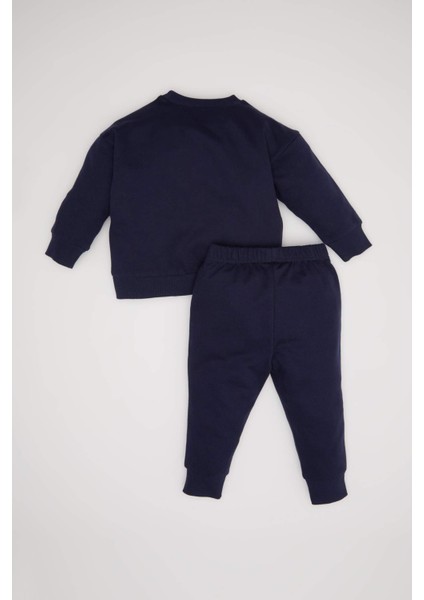 Erkek Bebek 2'li Takım Baskılı Bisiklet Yaka Sweatshirt Üst Jogger Eşofman Altı D0720A524WN