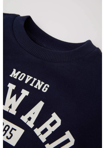 Erkek Bebek 2'li Takım Baskılı Bisiklet Yaka Sweatshirt Üst Jogger Eşofman Altı D0720A524WN modelleri