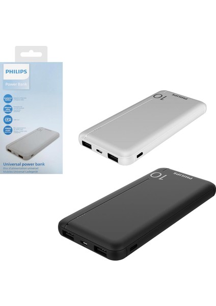 Powerbank 10000 Mah 2xusb Mıcro Type-C Girişli Siyah Gri DLP1810NV/1810NB