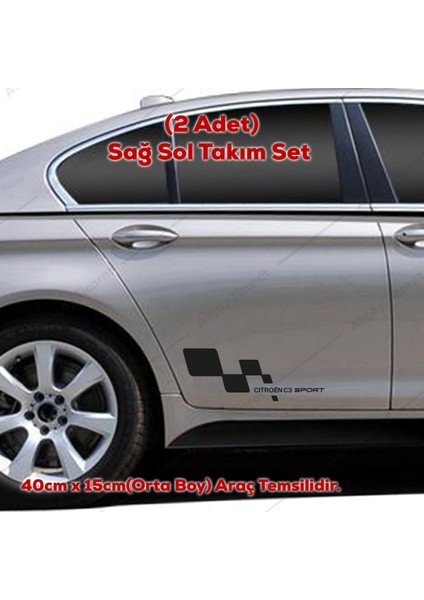 Citroen C3 Için Uyumlu Aksesuar Kapı Altı Oto Sticker Siyah Sağ/sol 2 Parça 40*15 cm