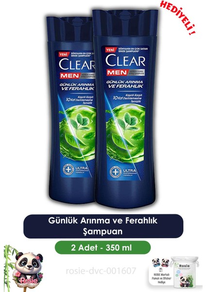 Men Günlük Arınma ve Ferahlık Şampuan 350 ml x 2 adet + Rosie
