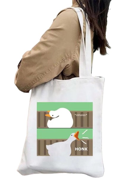 Sevimli Karikatür Hayvan Omuz Kanvas Tote Alışveriş Çanta (Yurt Dışından)
