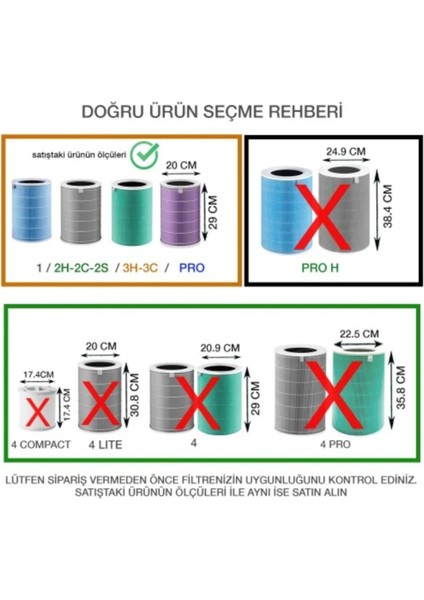 Xiaomi Air Purifier Hava Temizleyici 1, 2, 3 Uyumlu Filtre 3 Adet Antibakteriyel modelleri
