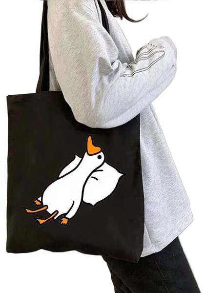 Sevimli Karikatür Hayvan Omuz Kanvas Tote Alışveriş Çanta (Yurt Dışından)