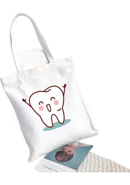 Diş ve Diş Hekimi Desen Eğlenceli Omuz Alışveriş Kadın Kanvas Çanta (Yurt Dışından)