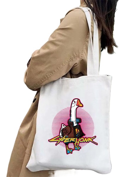 Sevimli Karikatür Hayvan Omuz Kanvas Tote Alışveriş Çanta (Yurt Dışından)