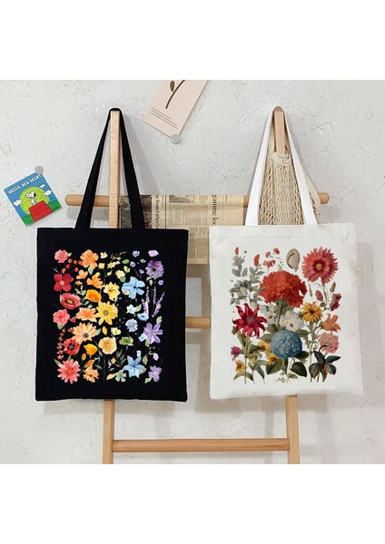 Omuz Kır Çiçeği Kanvas Tote Kadınlar Için Papatya Gül Lavanta Alışveriş Öğrenci Botanik Tarzı Kadın Den Kullanılabilir Tote Çanta (Yurt Dışından) fiyatları