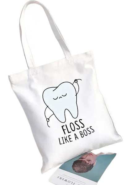 Diş ve Diş Hekimi Desen Eğlenceli Omuz Alışveriş Kadın Kanvas Çanta (Yurt Dışından)