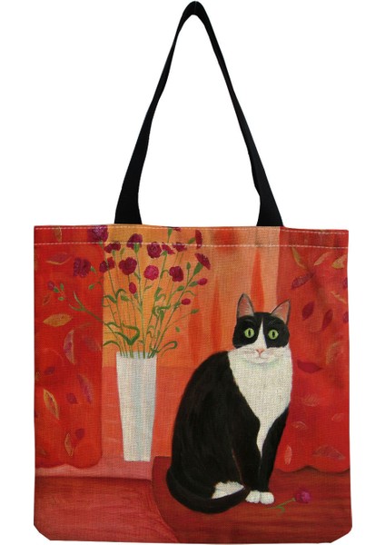 Sevimli Kedi Günlüğü Boyama Tote Kızlar Için Kedi Kaleci Sanat Seyahat Kadınlar Için Alışveriş Yüksek Kaliteli Katlanabilir Tote Çanta (Yurt Dışından)