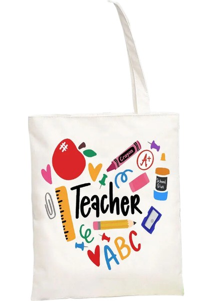 Sevimli Hayvan ve Bitki Mektubu Baskı Kawaii Kanvas Harajuku Kanvas Alışveriş Kadın Çanta (Yurt Dışından)