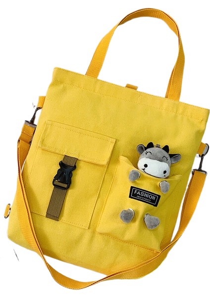 Sevimli Ayı ve Kuzu Öğrenci Kanvas Kadın Taşıma Omuz Crossbody Edebi Taşıma Çanta (Yurt Dışından)
