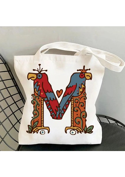 Sevimli Hayvan ve Bitki Mektubu Baskı Kawaii Kanvas Harajuku Kanvas Alışveriş Kadın Çanta (Yurt Dışından) modelleri