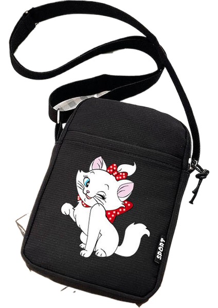 Kedi Kadın Omuz Crossbody Tuval Küçük Omuz Cep Telefonu Öğrenci Çanta (Yurt Dışından)