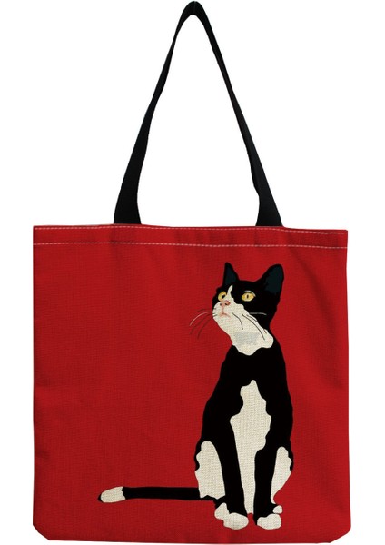 Sevimli Kedi Günlüğü Boyama Tote Kızlar Için Kedi Kaleci Sanat Seyahat Kadınlar Için Alışveriş Yüksek Kaliteli Katlanabilir Tote Çanta (Yurt Dışından)