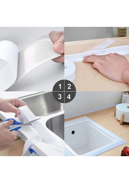 Su Sızdırmaz Kenar Bandı Duş Pvc Lavabo Küvet Tezgah Kenar Banyo Mutfak Pencere 3,2 mt Su Sızdırmaz Geçirmez Yalıtım modelleri