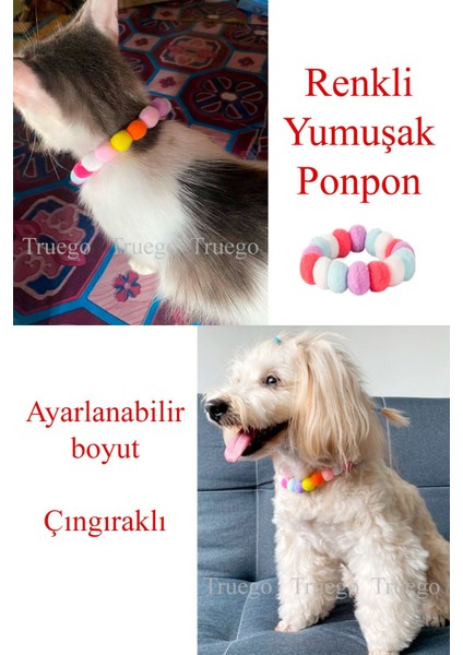 Renkli Ponpon Kedi Köpek Evcil Hayvan Boyun Tasması modelleri