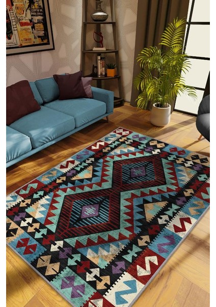 Minnetarlık Etnik Desenli Halı Geometrik Salon Halısı Çok Renkli Oturma Odası Halısı