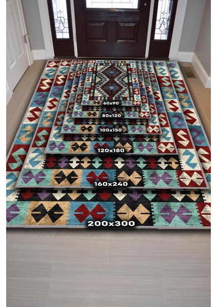 Minnetarlık Etnik Desenli Halı Geometrik Salon Halısı Çok Renkli Oturma Odası Halısı