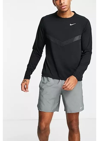 Running Run Division Rise 365 Flash Black Reflektörlü Erkek Koşu Sweatshirt Siyah