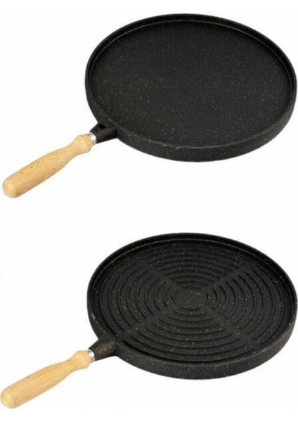 Hamarat Çift Taraflı Döküm Granit Bazlama Gözleme-Izgara Tavası