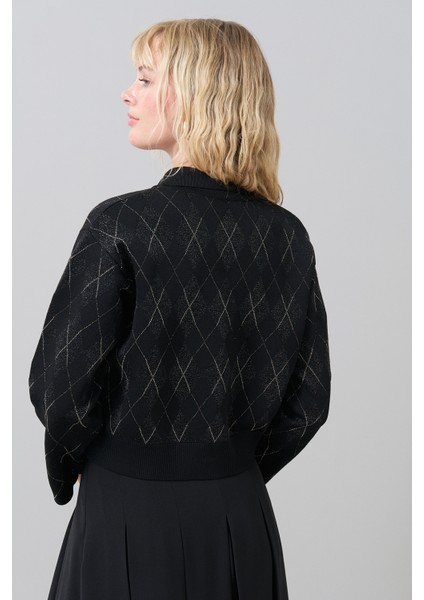 Gold Düğmeli Triko Hırka Siyah-Gold K2571015_155 fiyatları