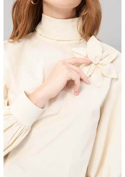 Çiçek Figürlü Poplin Bluz Bej K2513026_024 modelleri