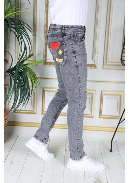 Erkek Gri Jean Likralı Denim Esnek Slim Fit Kot Pantolon Phantom Jeans Açık Gri Kot Pantolon modelleri