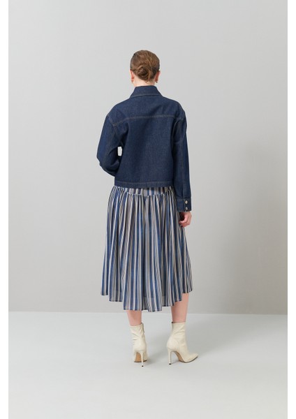 Fermuarlı Denim Ceket Lacivert K2516025_015