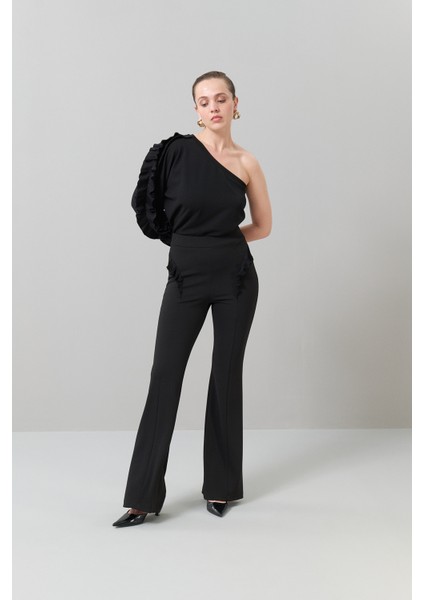 Düz Paça Örme Pantolon Siyah K2522007_001