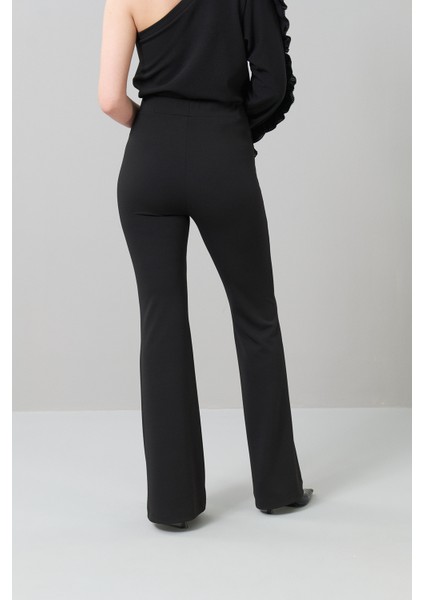 Düz Paça Örme Pantolon Siyah K2522007_001