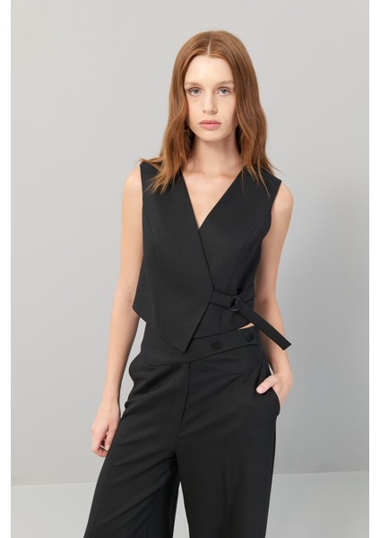 V Yaka Yün Yelek Siyah K2517014_001