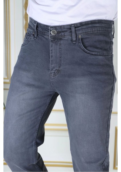 Erkek Gri Regular Fit Rahat Kesim Esnek Likralı Denim Jeans Şık Kot Pantolon indirimleri