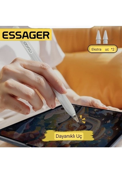 Apple Kalem CE/FC/ROHS Lisanslı Pencil Magnetic İpad Pro/İpad Air/İpad/İpad Mini Uyumlu Type-C Girişli +2 Uc Hediye ORJİNAL SAĞLAM