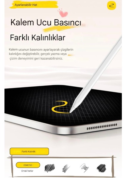 Apple Kalem CE/FC/ROHS Lisanslı Pencil Magnetic İpad Pro/İpad Air/İpad/İpad Mini Uyumlu Type-C Girişli +2 Uc Hediye ORJİNAL SAĞLAM