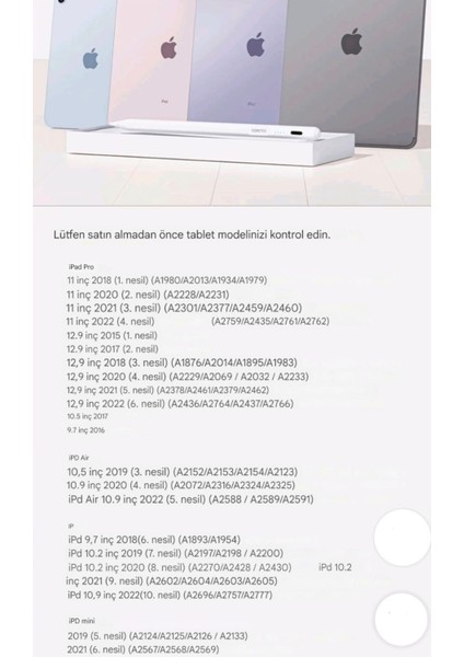 Apple Kalem CE/FC/ROHS Lisanslı Pencil Magnetic İpad Pro/İpad Air/İpad/İpad Mini Uyumlu Type-C Girişli +2 Uc Hediye ORJİNAL SAĞLAM
