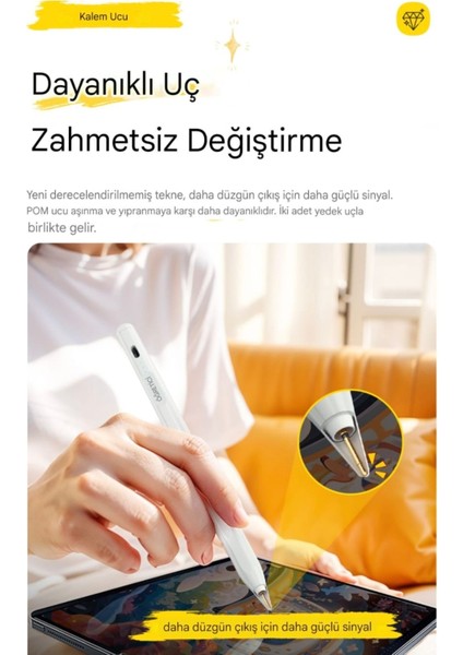 Apple Kalem CE/FC/ROHS Lisanslı Pencil Magnetic İpad Pro/İpad Air/İpad/İpad Mini Uyumlu Type-C Girişli +2 Uc Hediye ORJİNAL SAĞLAM