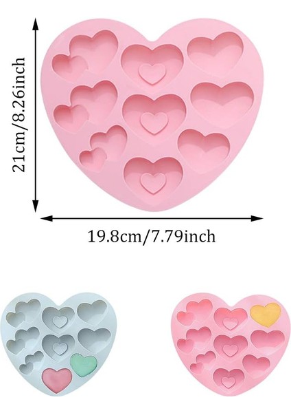 Silikon Mini Kalp Desenli Çikolata Jelibon Mum Kek Kalıbı