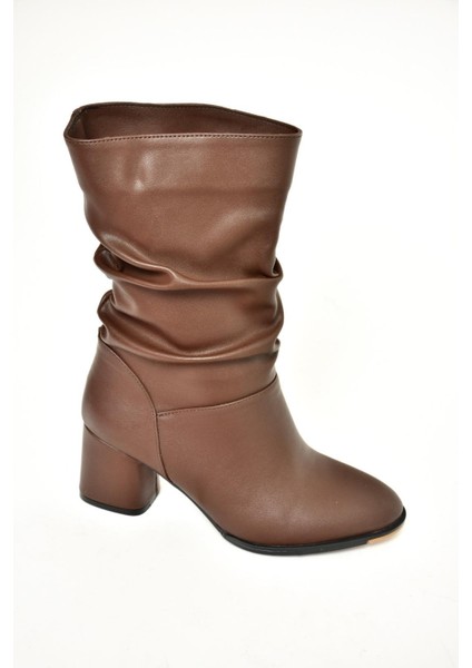T848243009 Kahverengi Kalın Topuklu Kadın Bot