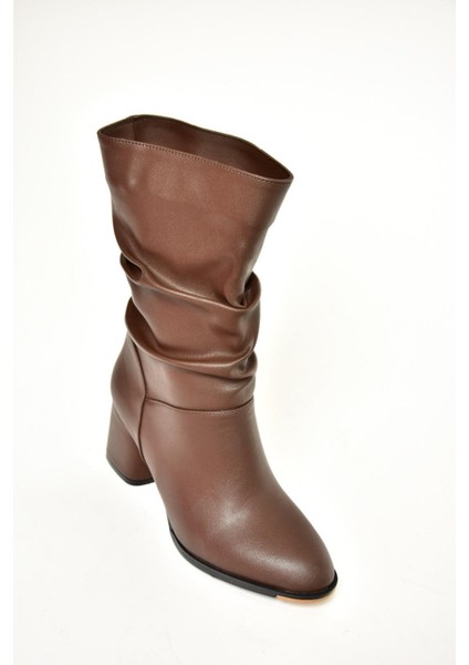 T848243009 Kahverengi Kalın Topuklu Kadın Bot fiyatları