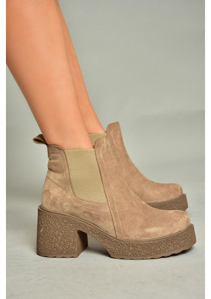 T996220002 Vizon Süet Kalın Topuklu Kadın Bot indirimleri