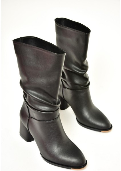 T848243009 Siyah Kalın Topuklu Kadın Bot