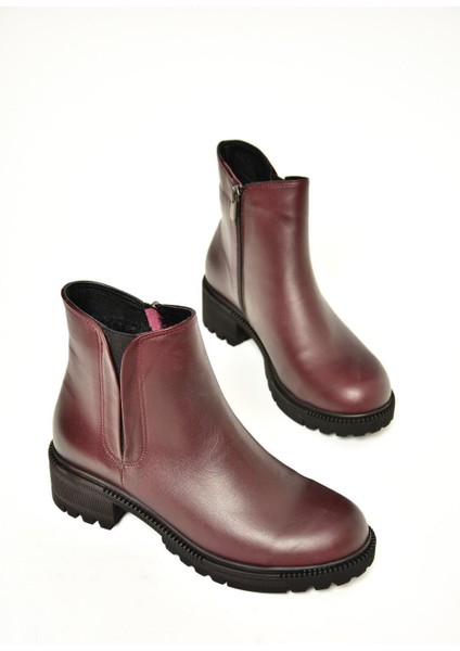 J654011903 Bordo Hakiki Deri Kadın Bot modelleri