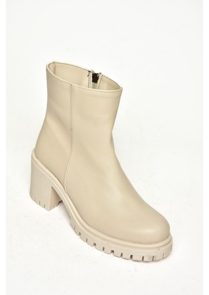 T726911109 Bej Kalın Topuklu Kadın Bot fırsatları