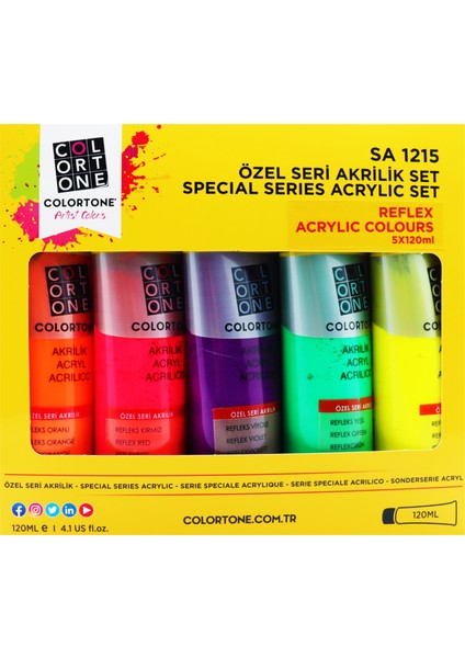 Sanat Boyaları Özel Seri Reflex Akrilik Boya 5X120 ml Set