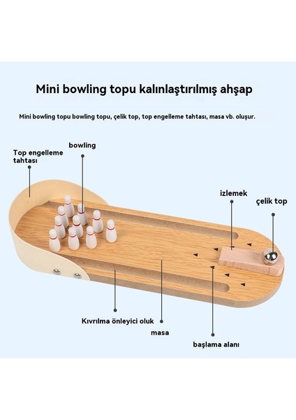 Çocuk Mini Masaüstü Bowling Eğitici Dekompresyon Oyuncak (Yurt Dışından)